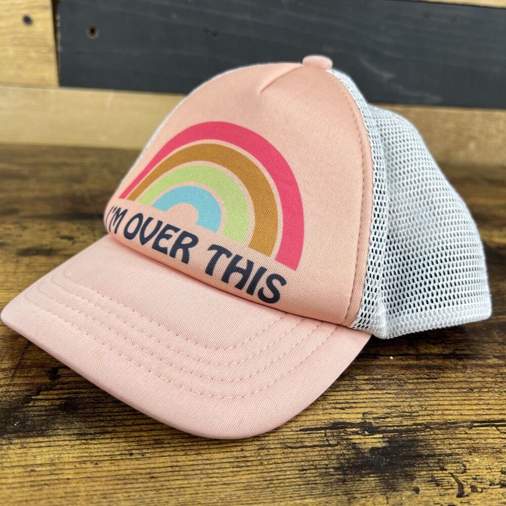 Feather 4 Arrow I'm Over This Pink Rainbow Kids Hat Trucker Mesh